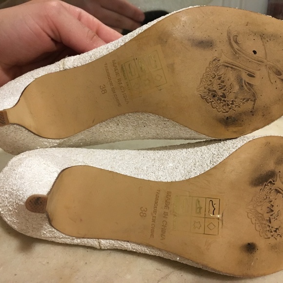 Free People White Glitter Heel 8.5 - Picture 3 of 5